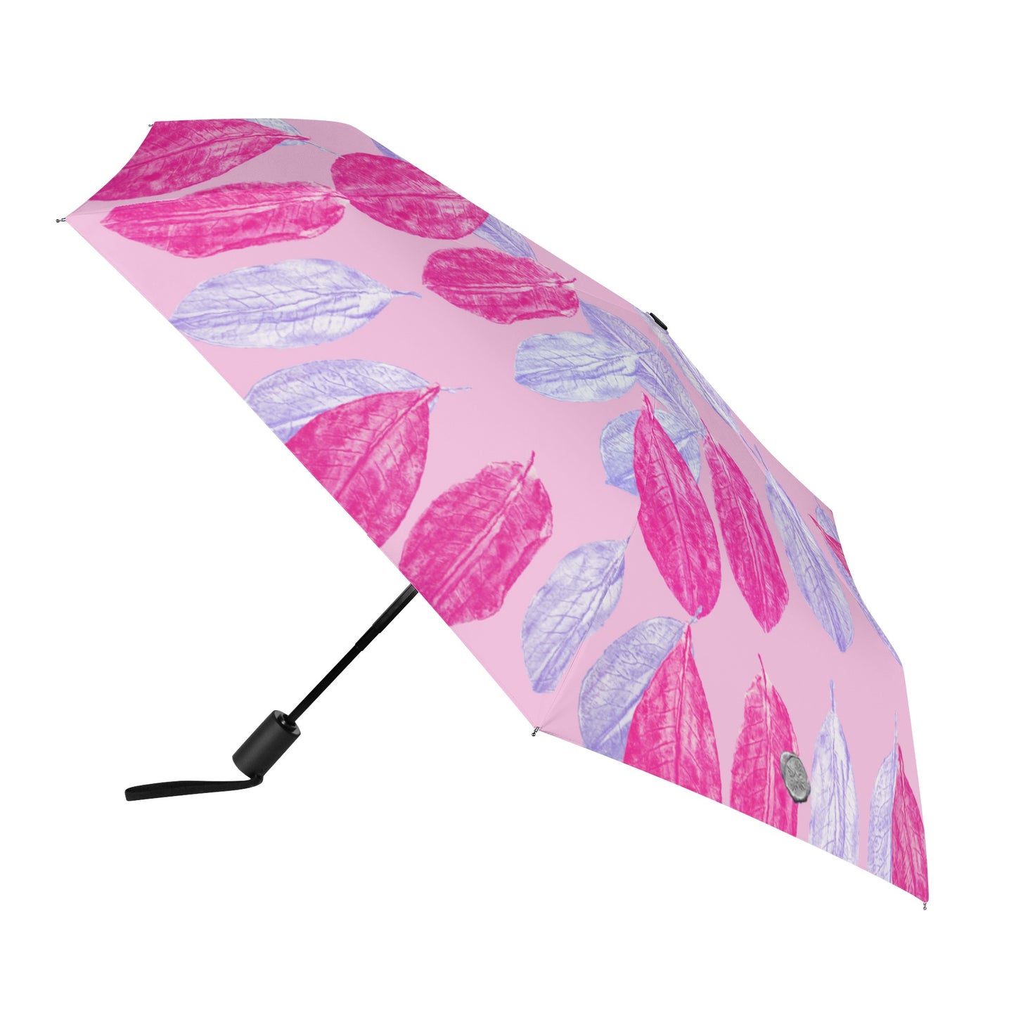 Neo Pink and Light Orchid Magnolia Leaf Design Travel Umbrella