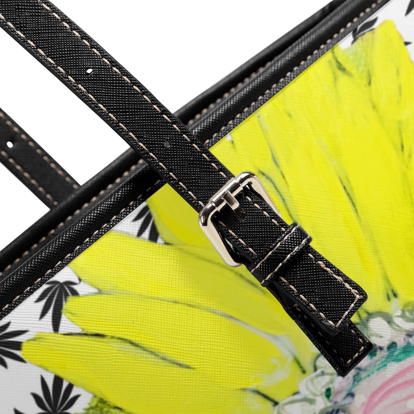 Yellow Daisy on Vegan Quatrefoil Tote