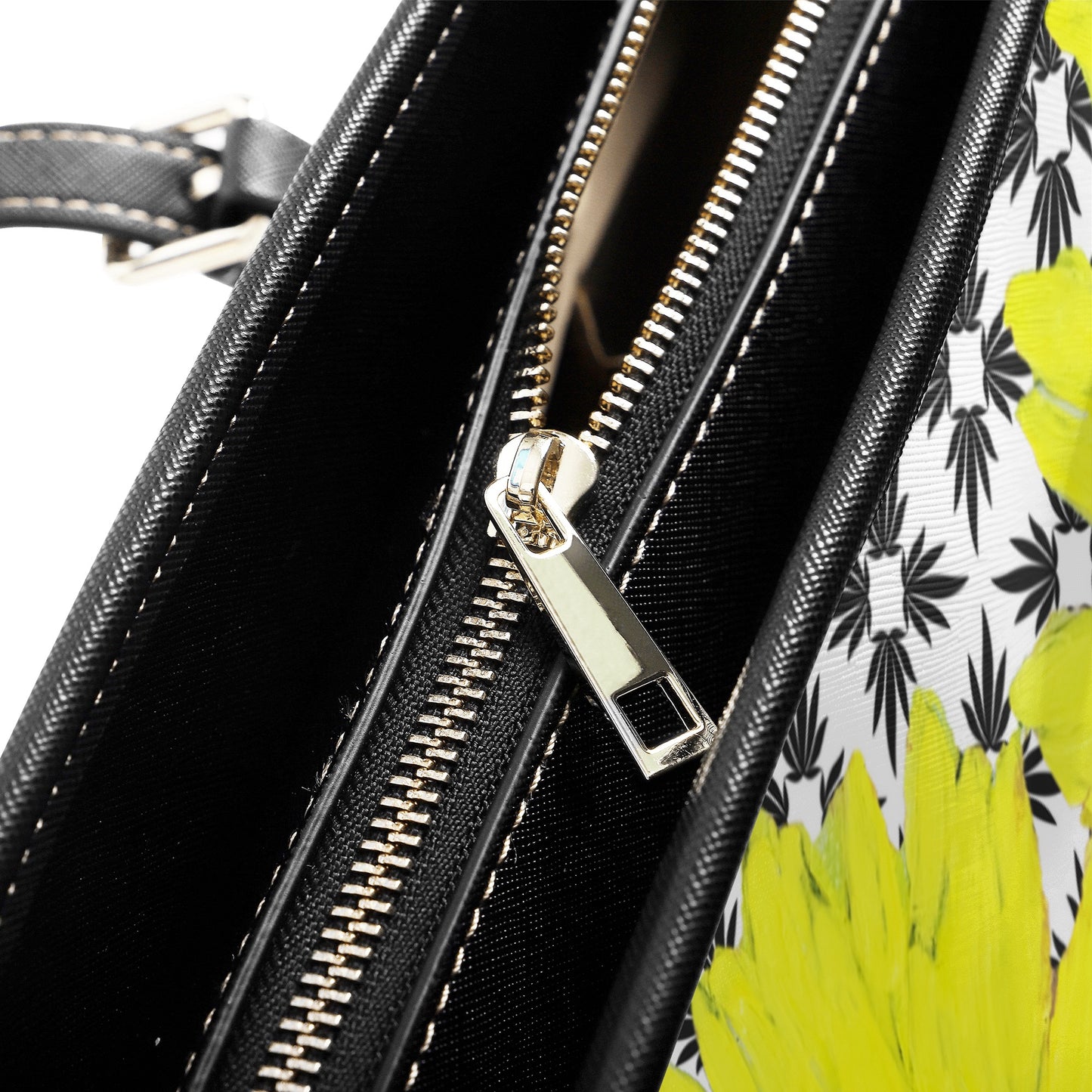 Yellow Daisy on Vegan Quatrefoil Tote