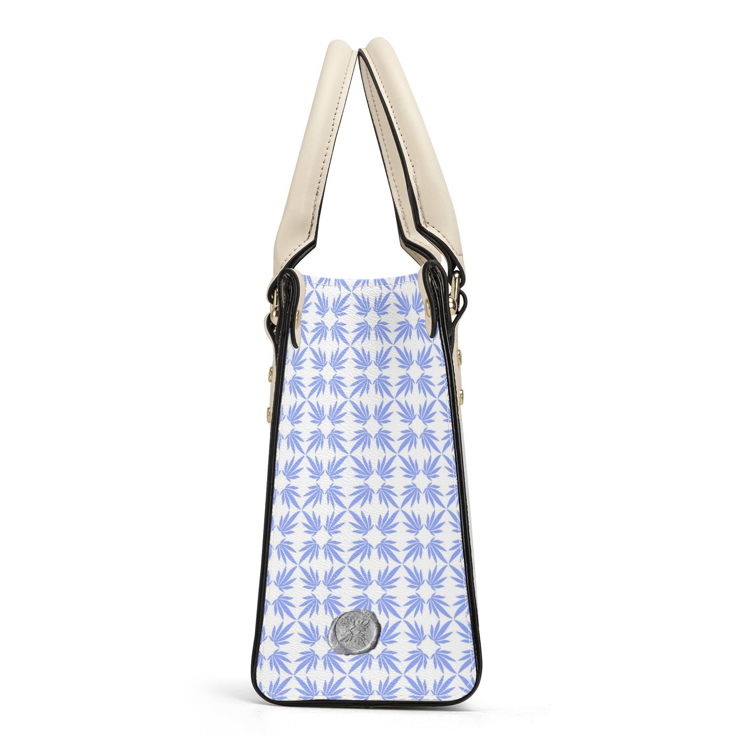 Leather Tote with Aubergine Hydrangea Leaves, Flora and Fauna