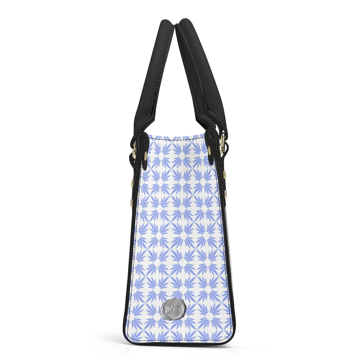 Leather Tote with Aubergine Hydrangea Leaves, Flora and Fauna