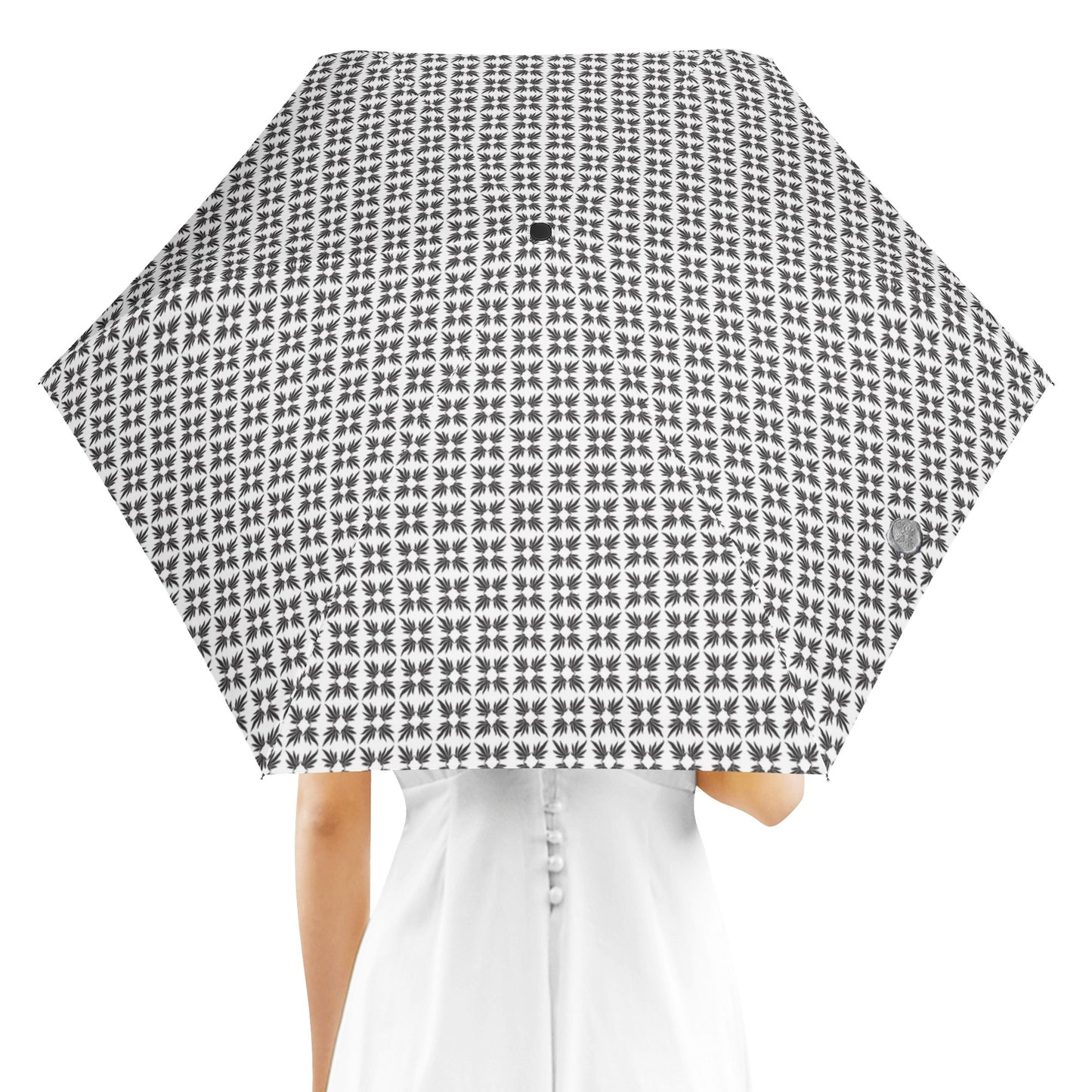 Miss Marti Quatrefoil Blanc et Noir Travel Umbrella
