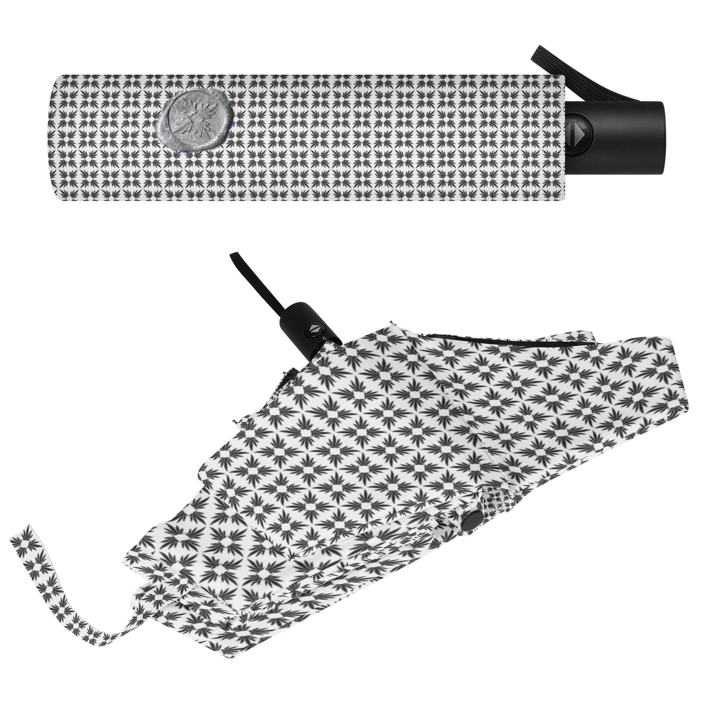 Miss Marti Quatrefoil Blanc et Noir Travel Umbrella