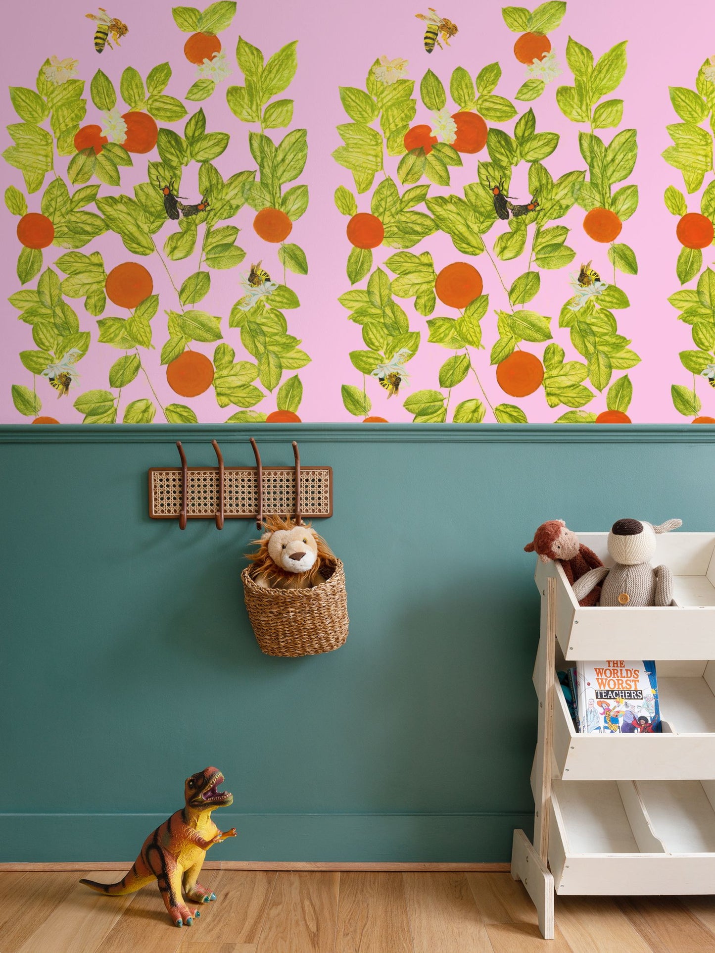 Citrus with Bees and Lovebugs on Pink Polo Wallpaper