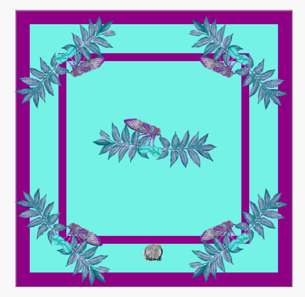 Pecan Buds and Cicadas III Silk Scarf