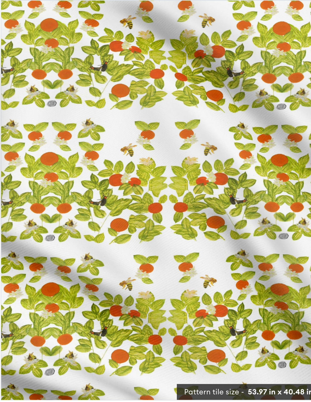 Citrus with Bees and Lovebugs on Blanc Fabric by the Yard