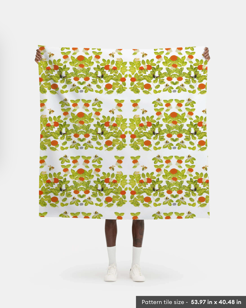 Citrus with Bees and Lovebugs on Blanc Fabric by the Yard