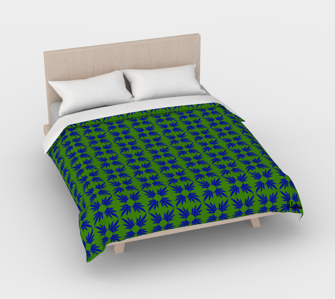 Emerald and Cobalt Cotton Sateen Duvet Cover