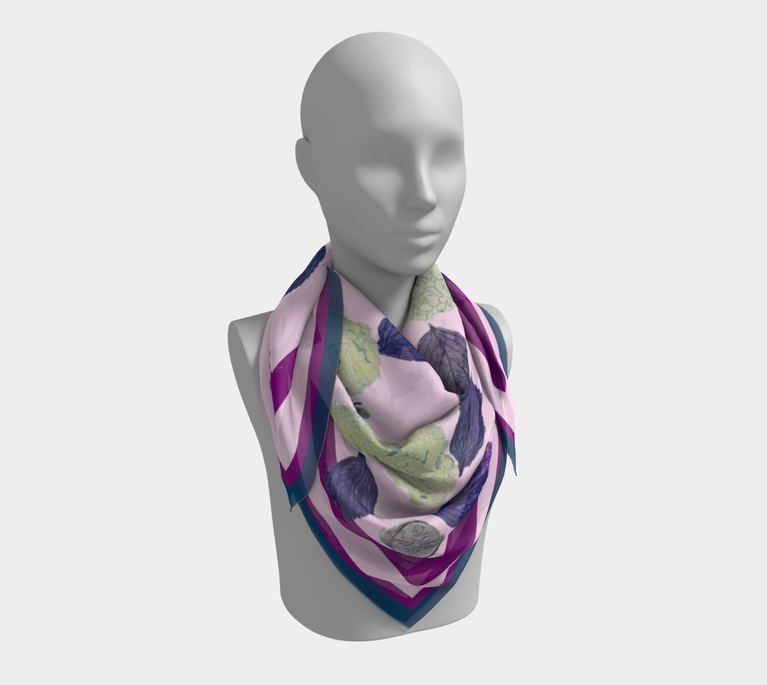 Indigo Leaf on Pouf Pink Silk Scarf I