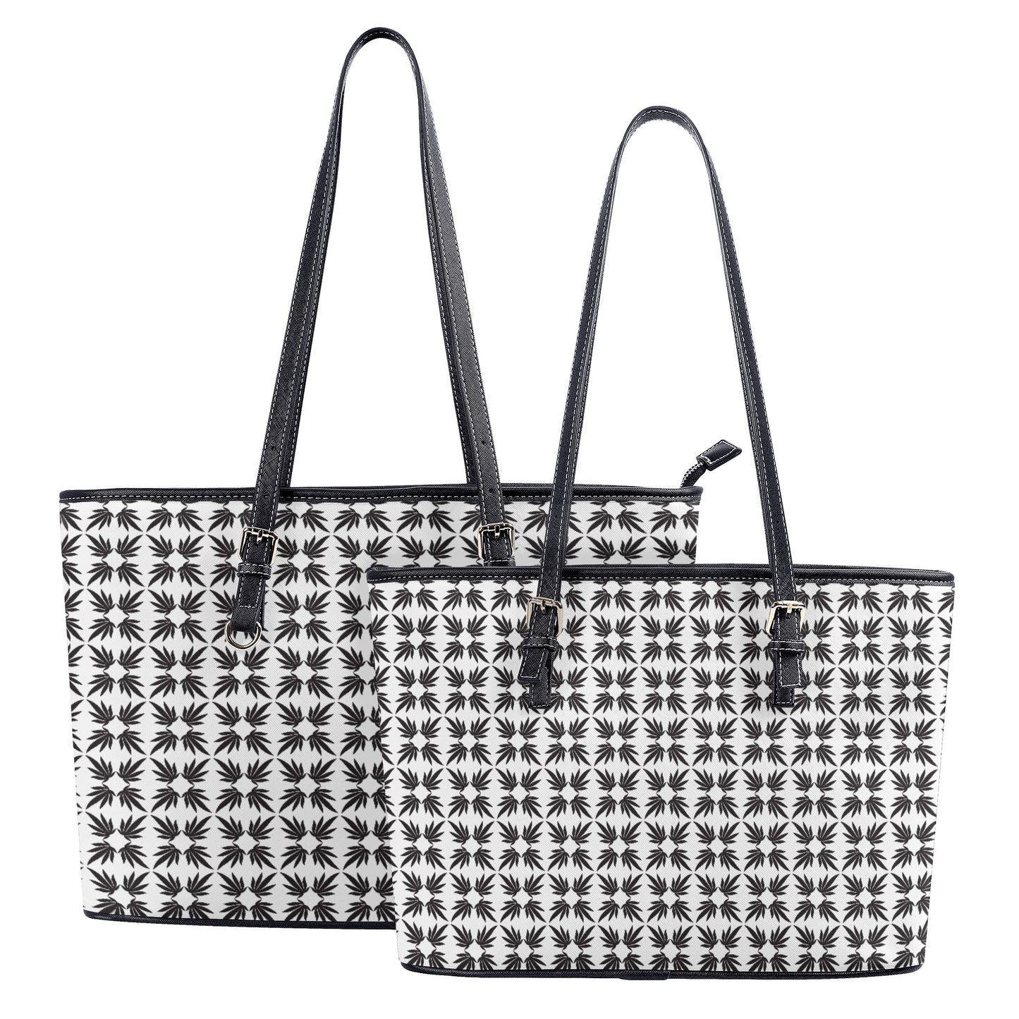 Vegan Quatrefoil Tote in Black and White