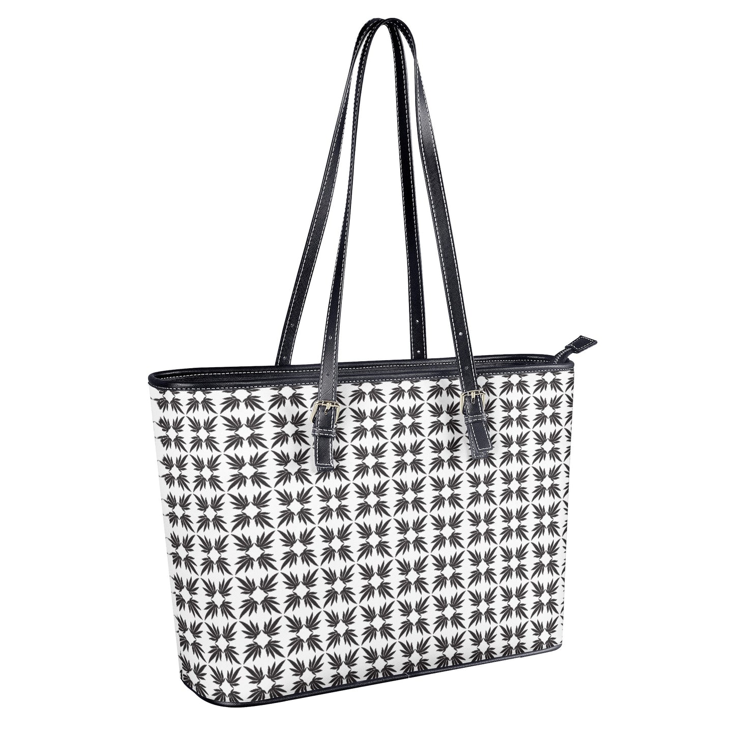 Vegan Quatrefoil Tote in Black and White