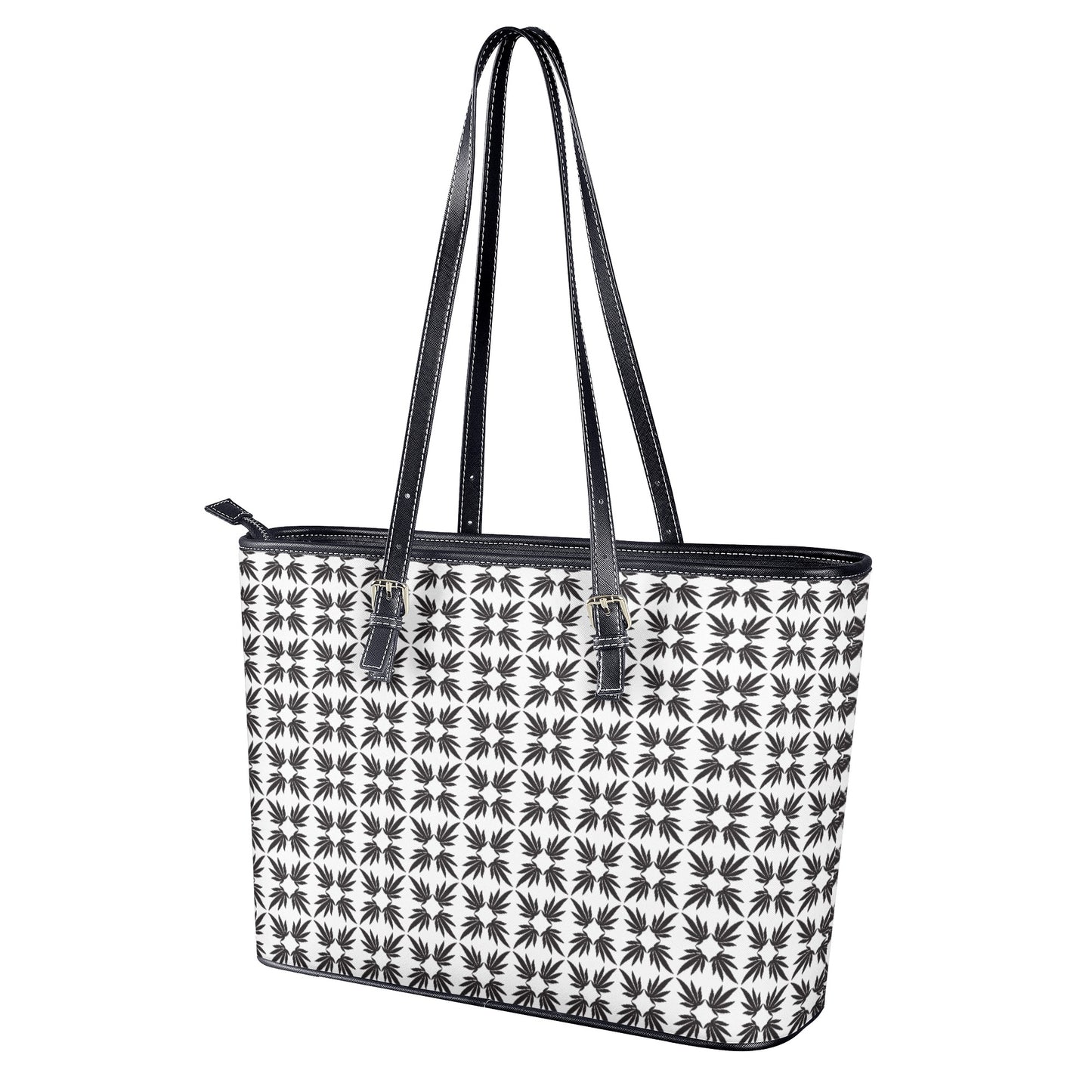 Vegan Quatrefoil Tote in Black and White