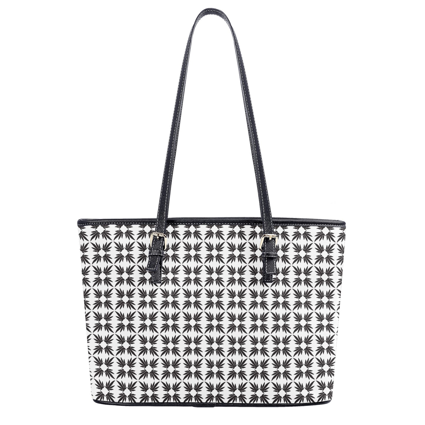 Vegan Quatrefoil Tote in Black and White