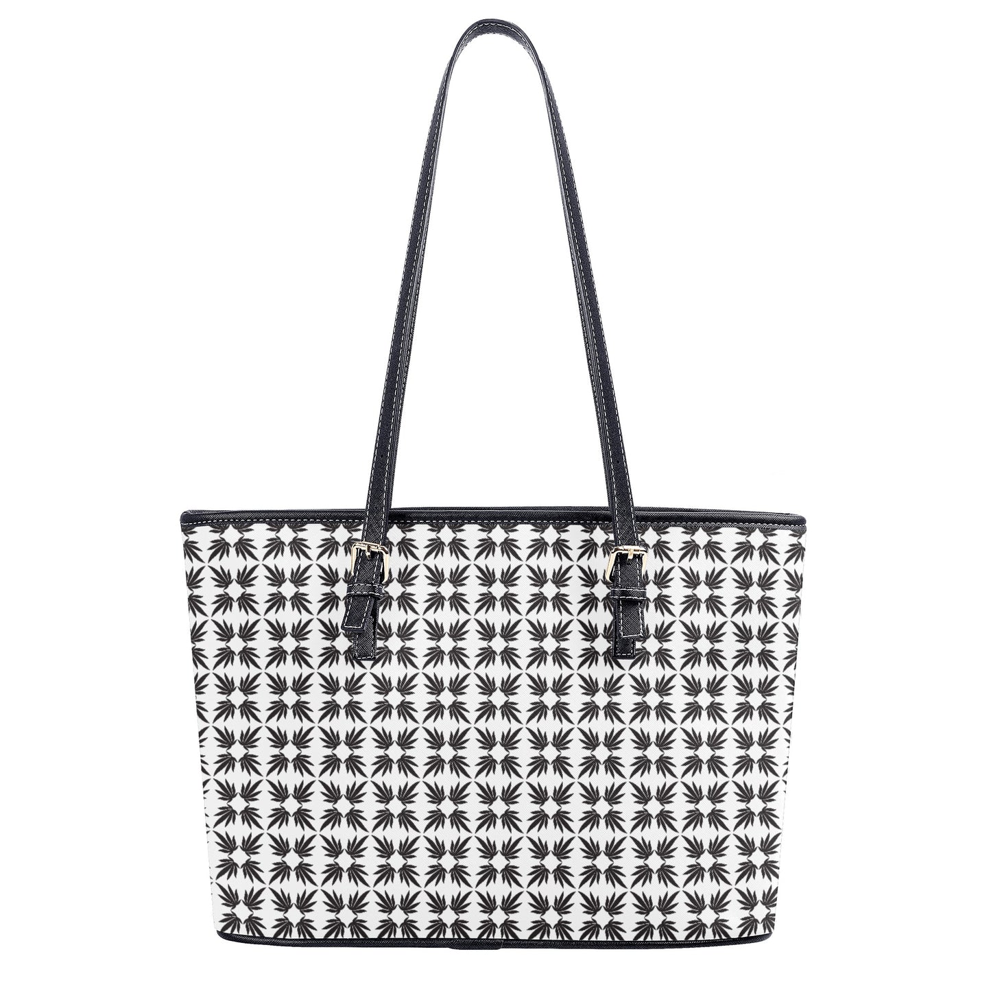 Vegan Quatrefoil Tote in Black and White