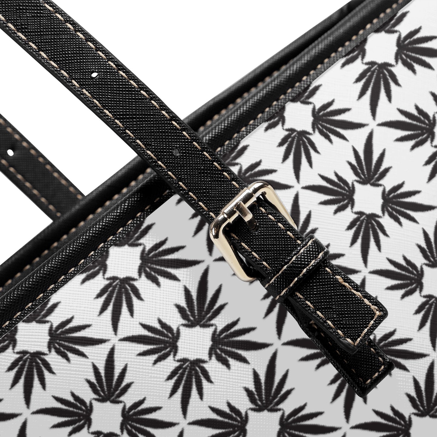 Vegan Quatrefoil Tote in Black and White