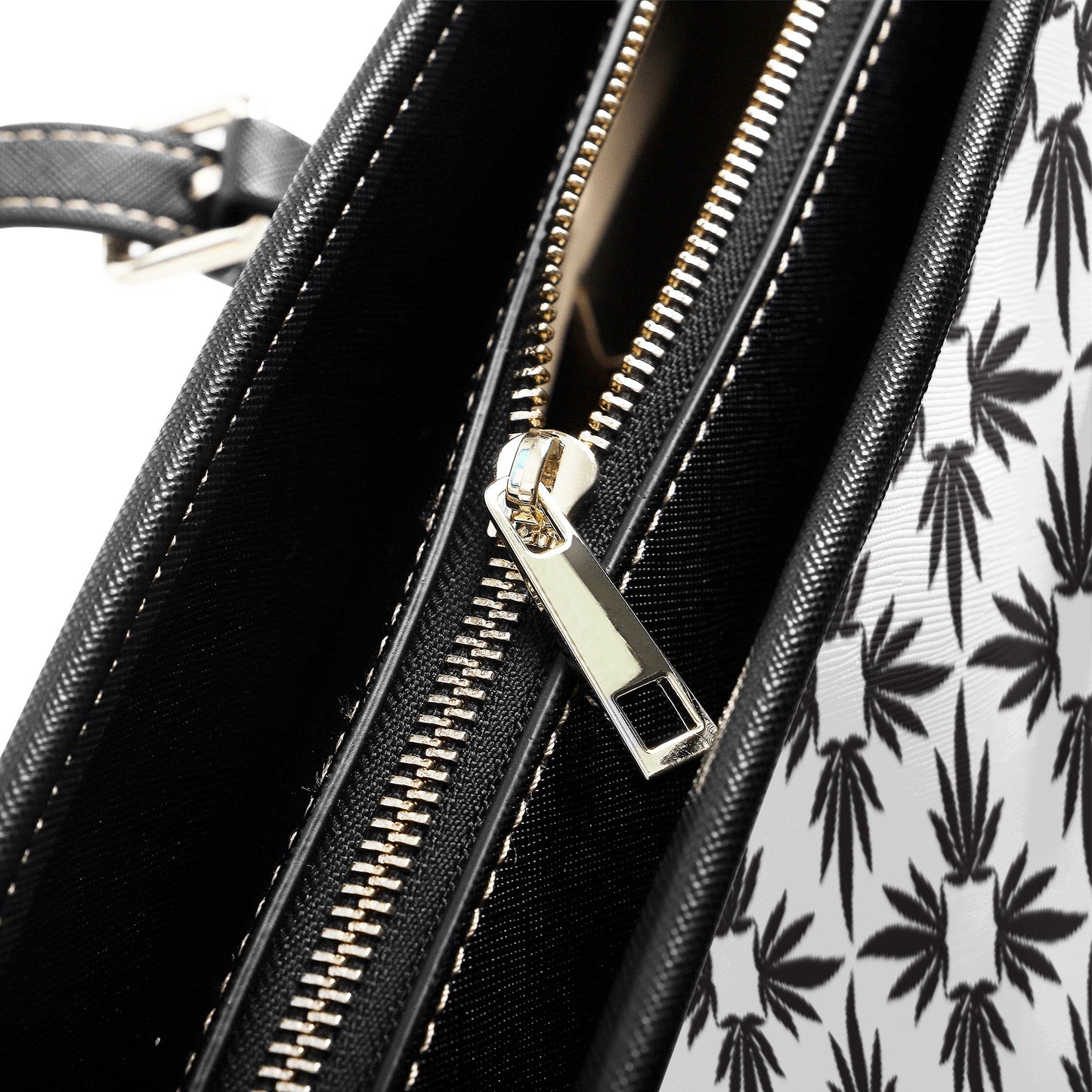 Vegan Quatrefoil Tote in Black and White