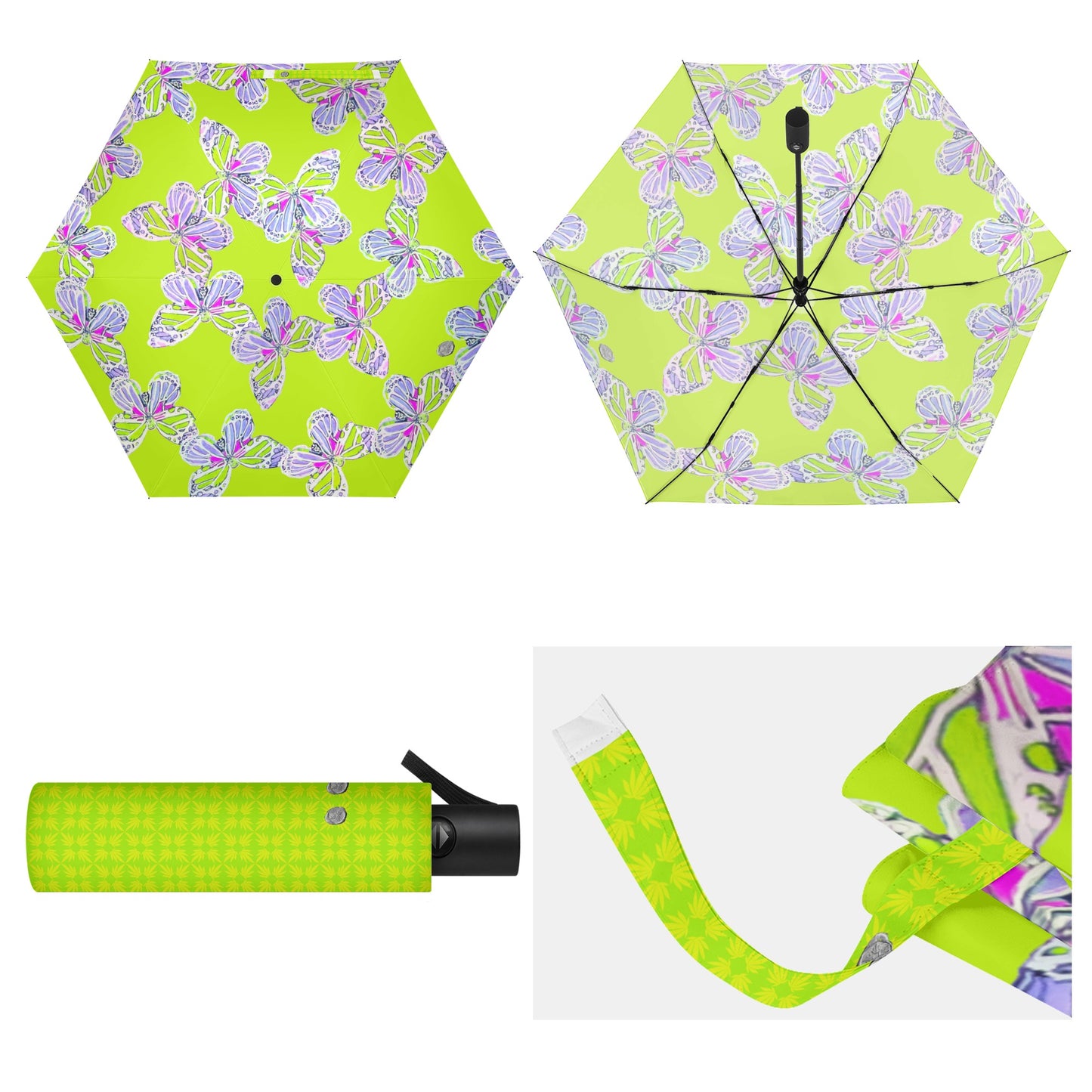 Neon Monarch Spiral Umbrella / Parasol in Green Apple I