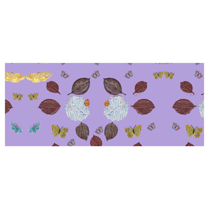 Hydrangea and Butterflies on Light Orchid Fabric by the Yard