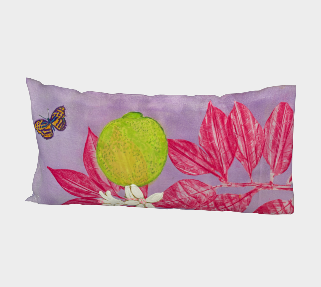 Lavender Lime Citrus Bed Pillow in Cotton Sateen or Silk Twill