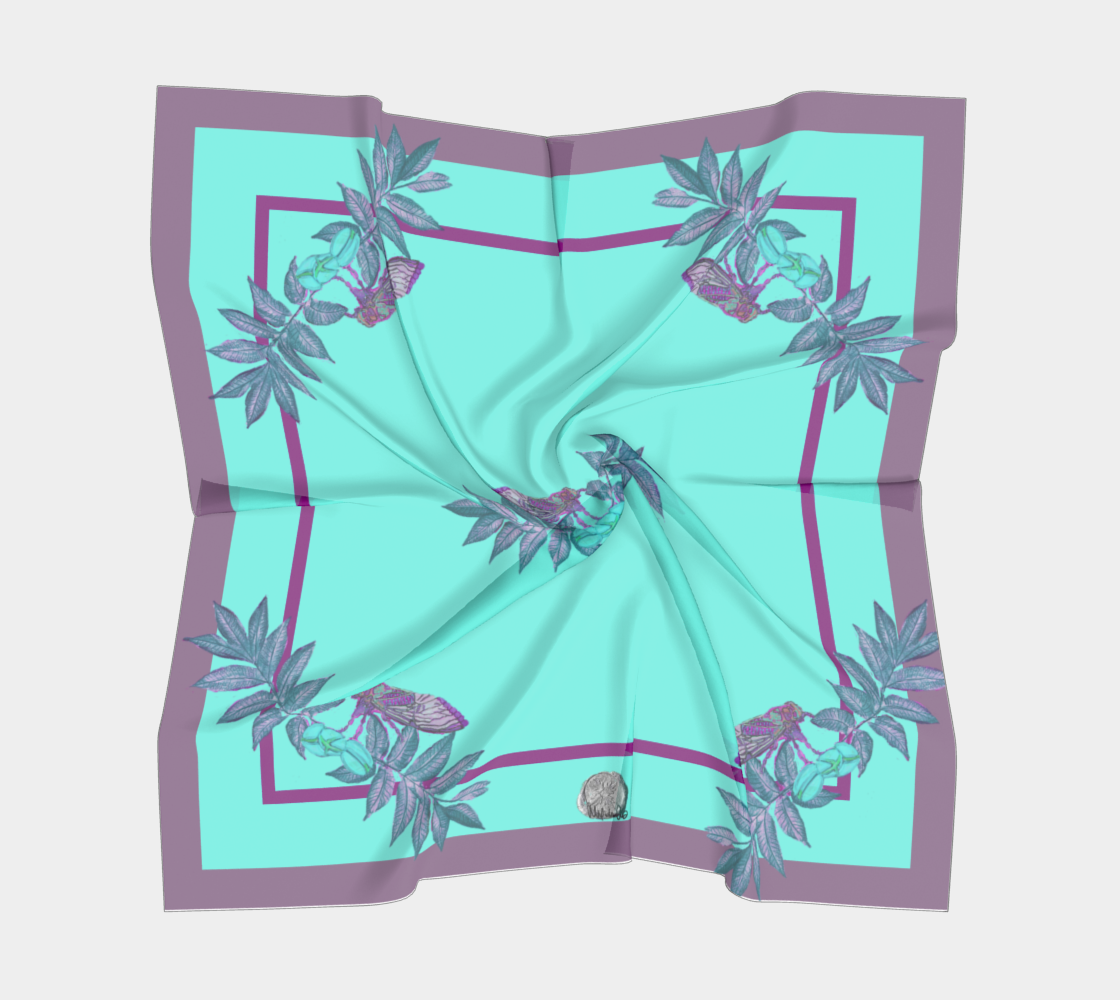 Pecan Buds and Cicadas III Silk Scarf