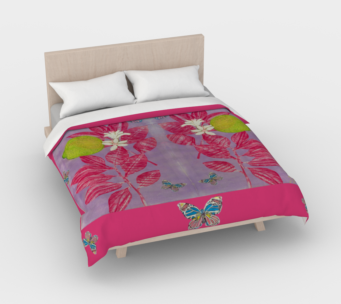Limeade Duvet with Butterflies Cotton Sateen Duvet Cover