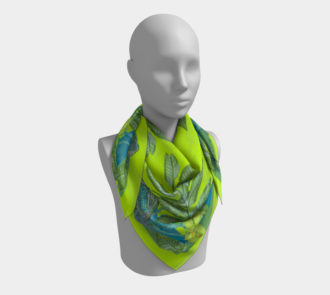Pecan Buds and Cicadas I Silk Scarf