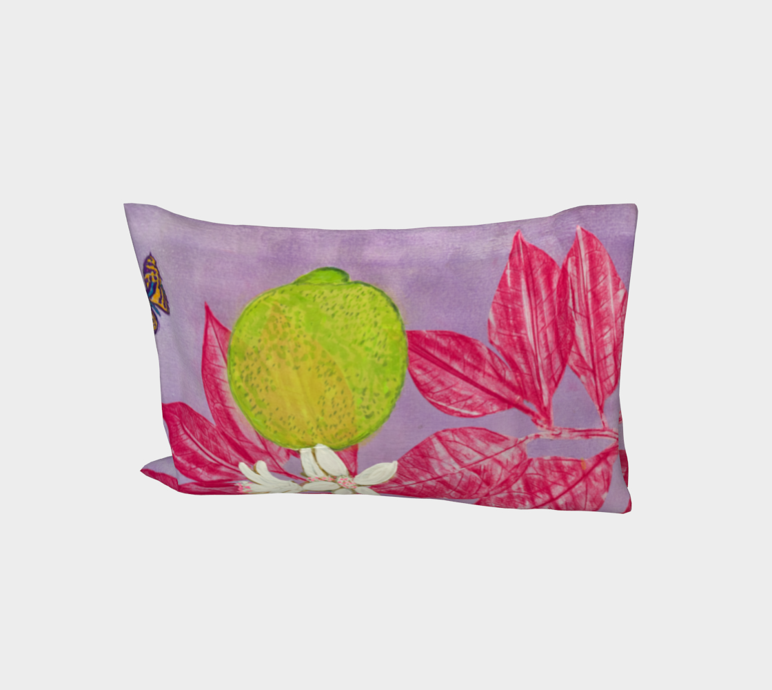 Lavender Lime Citrus Bed Pillow in Cotton Sateen or Silk Twill