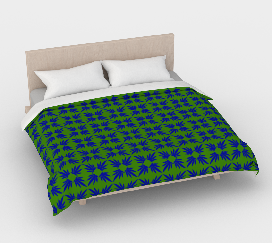 Emerald and Cobalt Cotton Sateen Duvet Cover