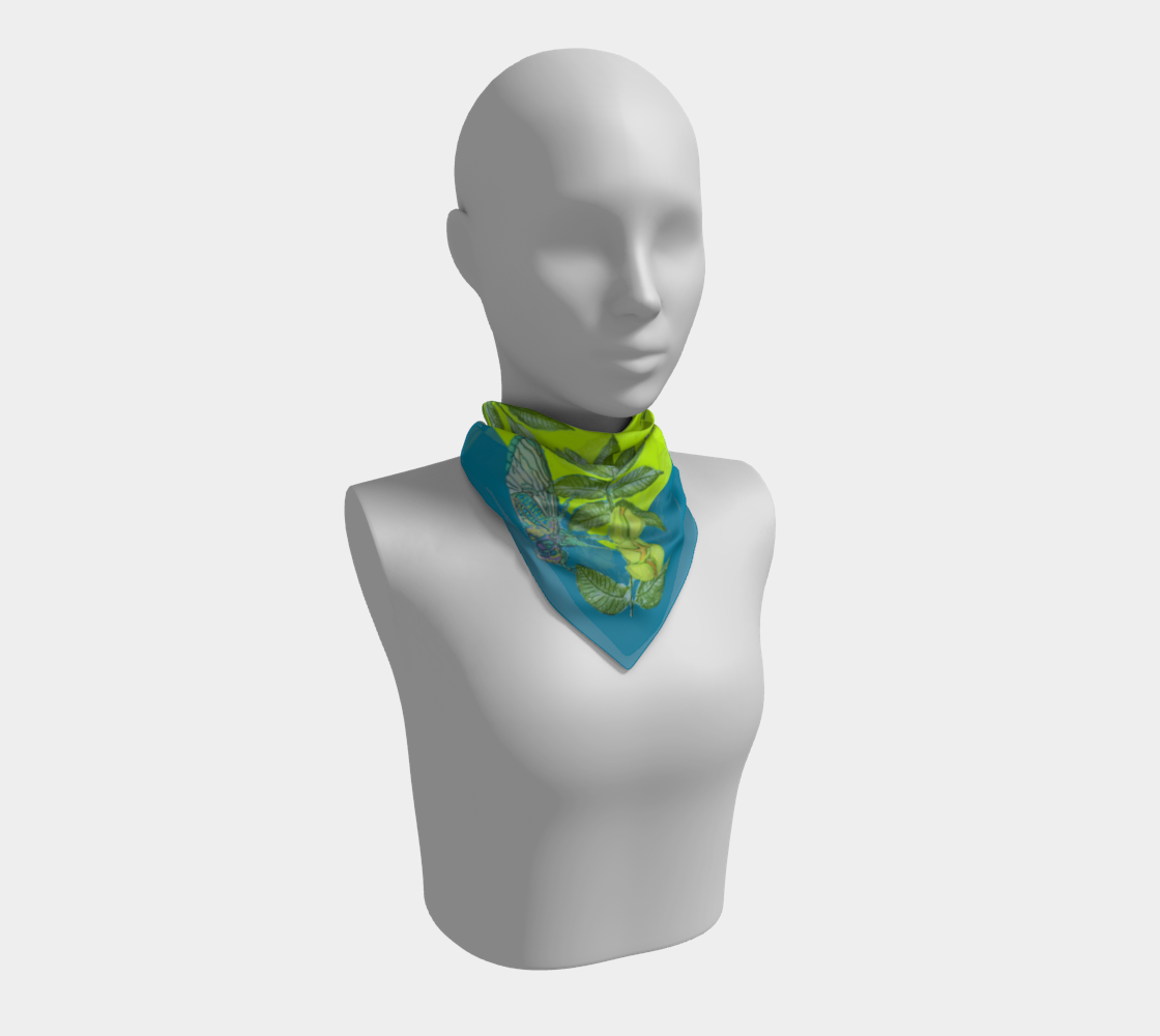 Pecan Buds and Cicadas II Silk Scarf