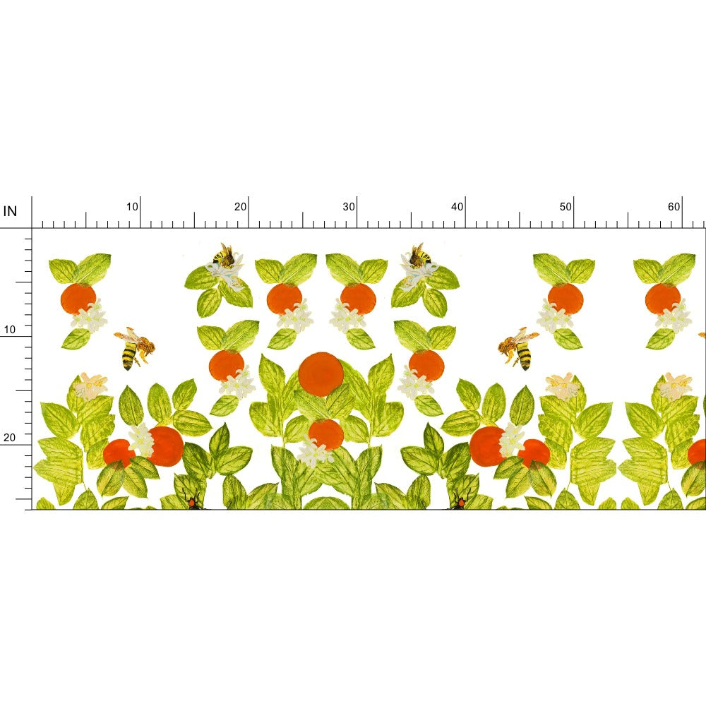 Citrus with Bees and Lovebugs on Blanc Fabric by the Yard