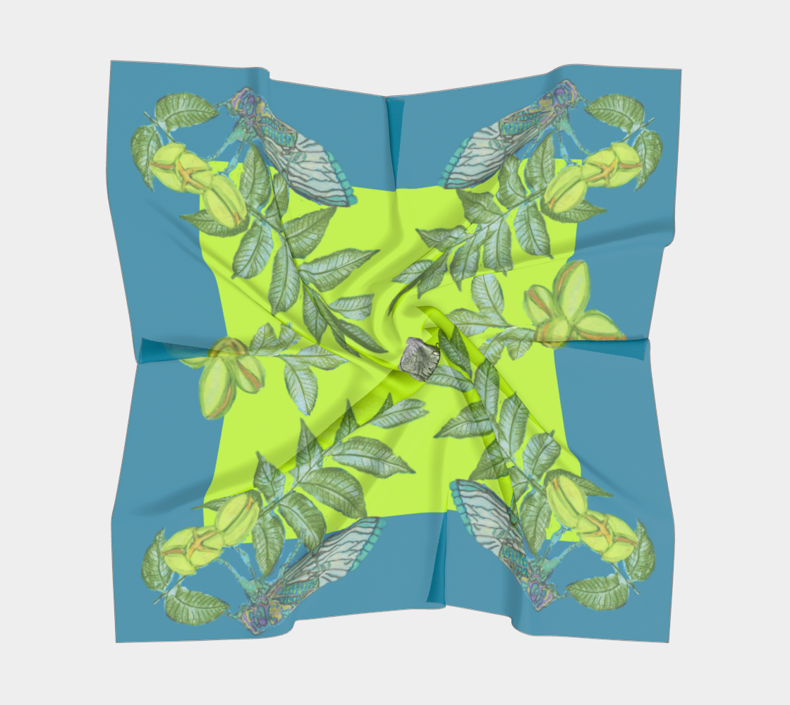 Pecan Buds and Cicadas II Silk Scarf