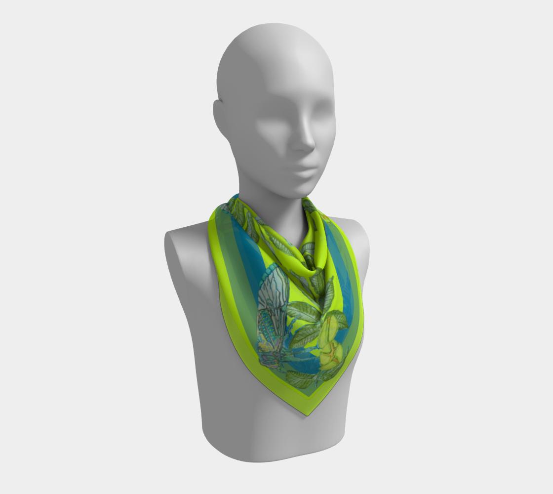Pecan Buds and Cicadas I Silk Scarf