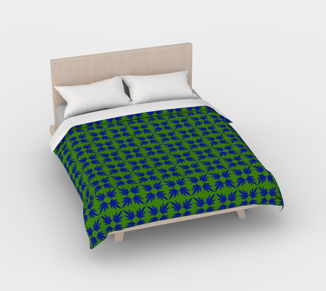 Emerald and Cobalt Cotton Sateen Duvet Cover