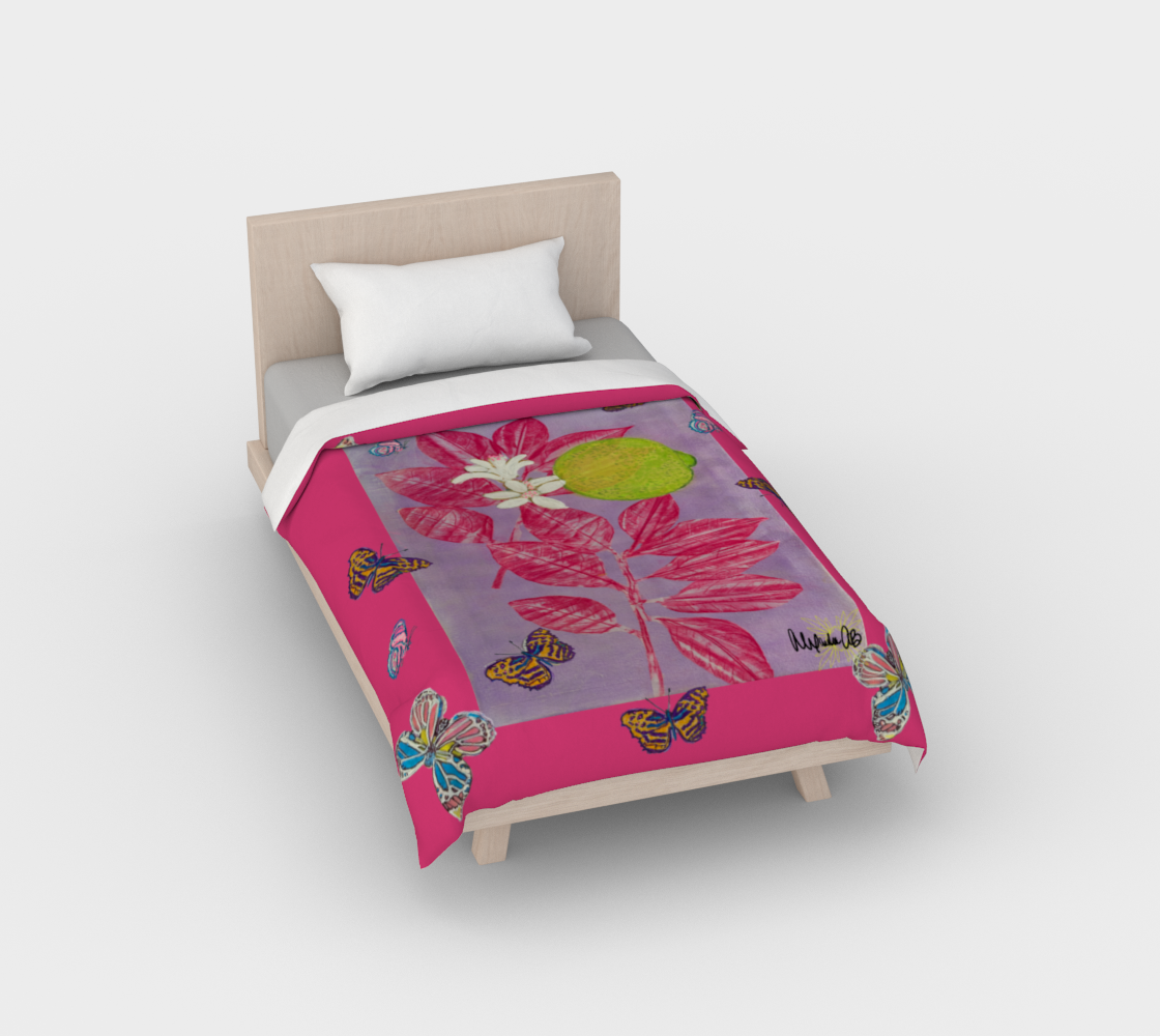 Limeade Duvet with Butterflies Cotton Sateen Duvet Cover