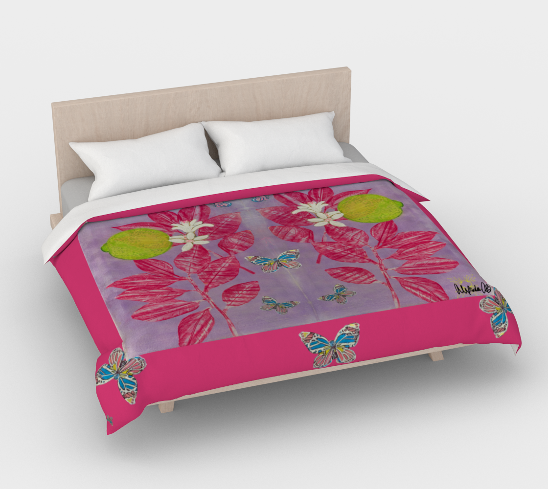 Limeade Duvet with Butterflies Cotton Sateen Duvet Cover