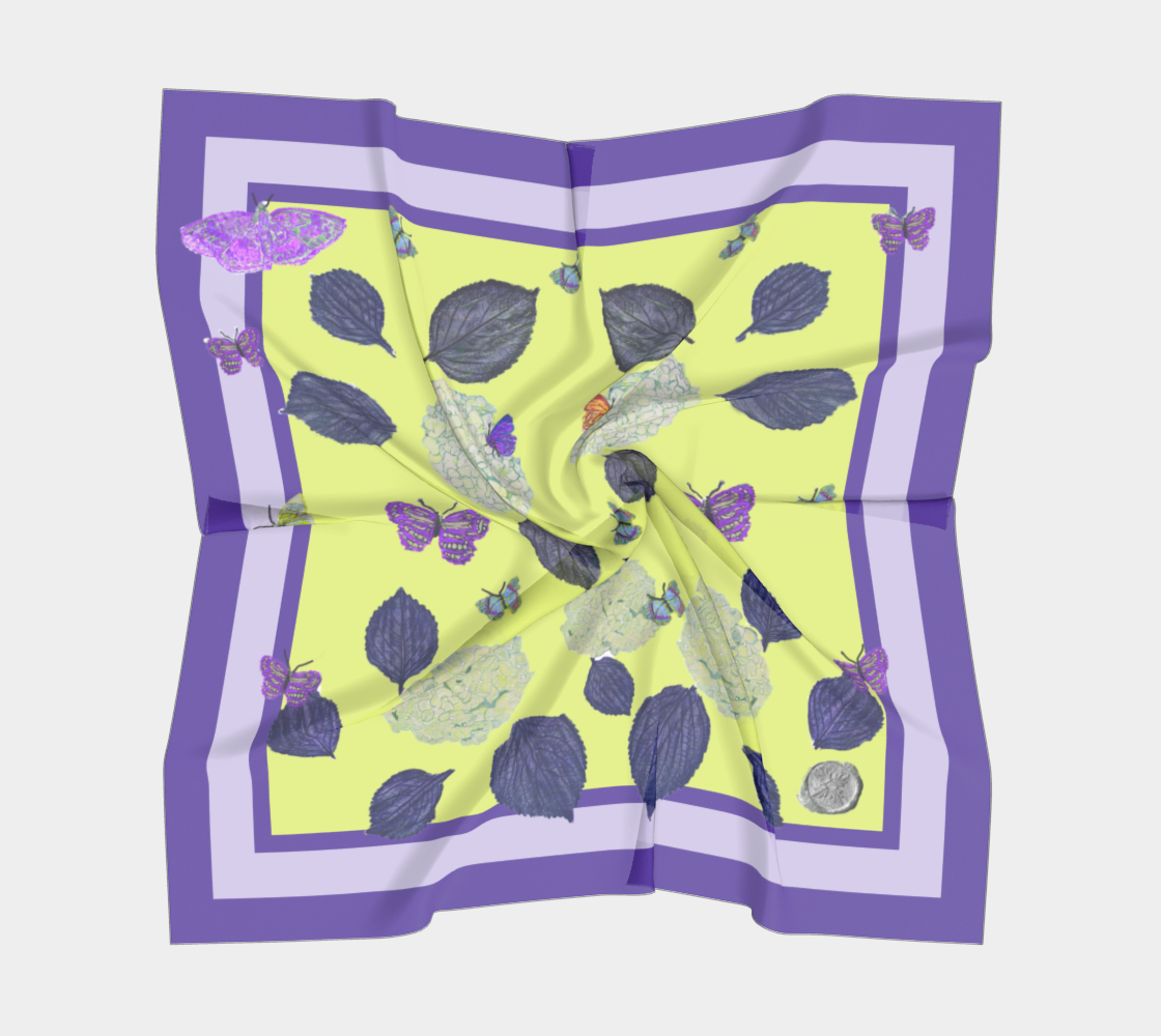Indigo Leaf on Dark and Light Orchid Silk Scarf I