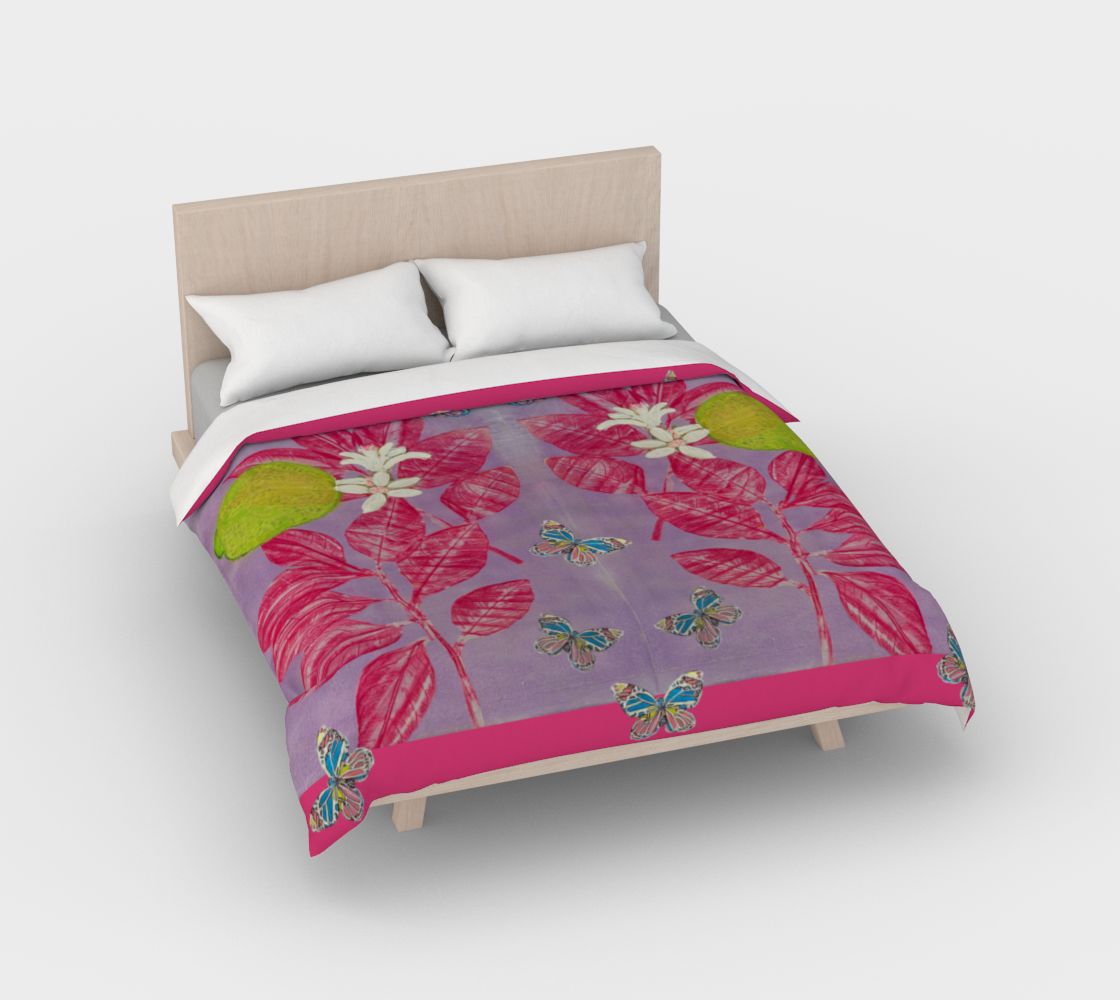 Limeade Duvet with Butterflies Cotton Sateen Duvet Cover