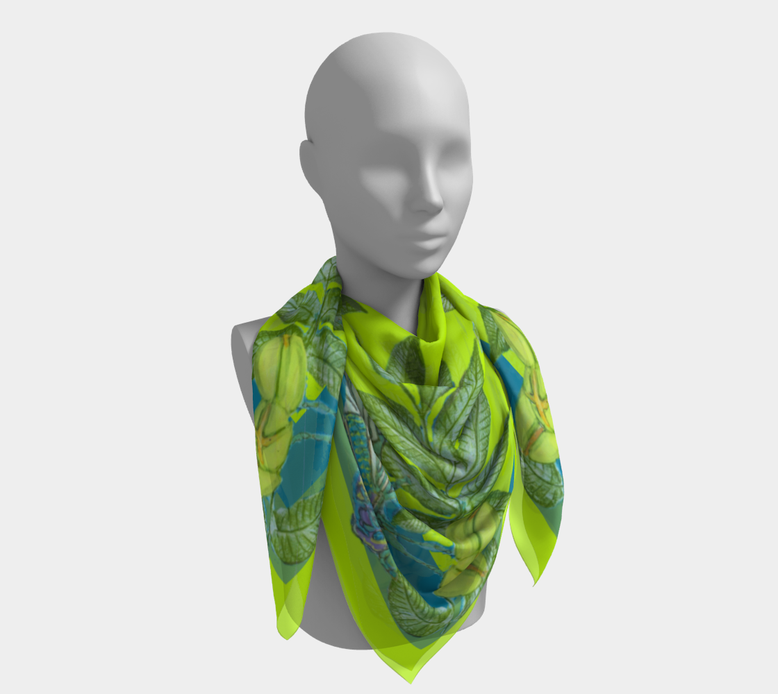 Pecan Buds and Cicadas I Silk Scarf