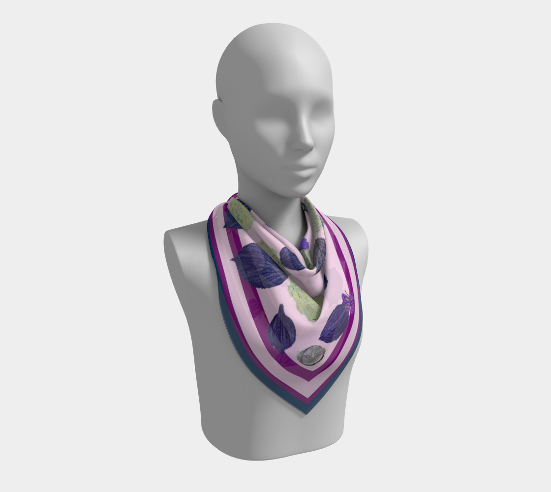 Indigo Leaf on Pouf Pink Silk Scarf I