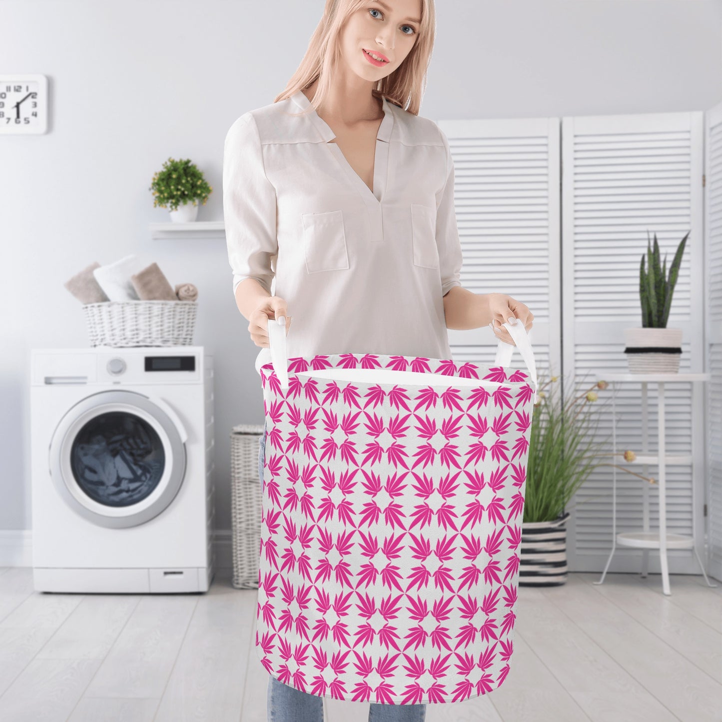 Neo Pink Round Laundry Basket