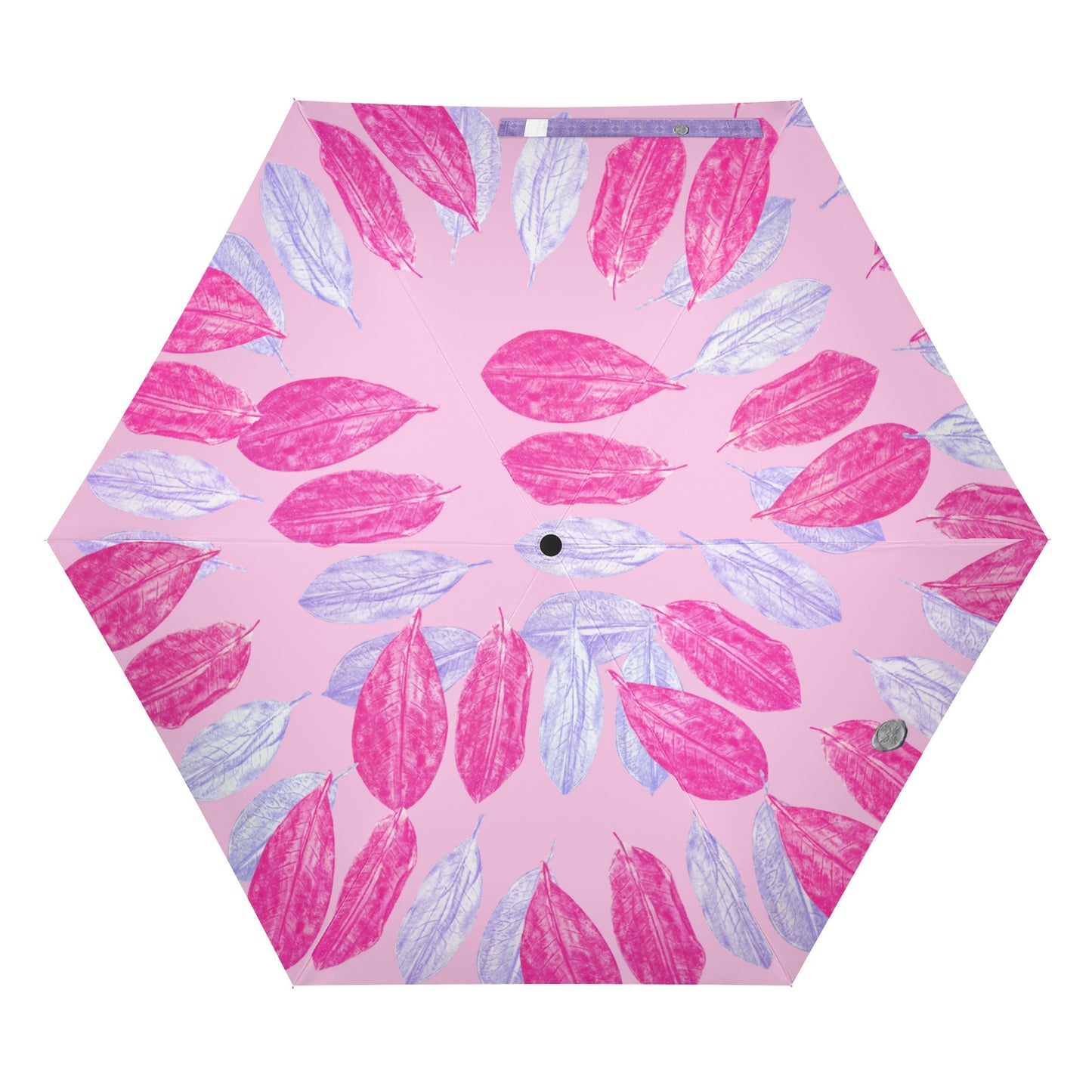 Neo Pink and Light Orchid Magnolia Leaf Design Travel Umbrella