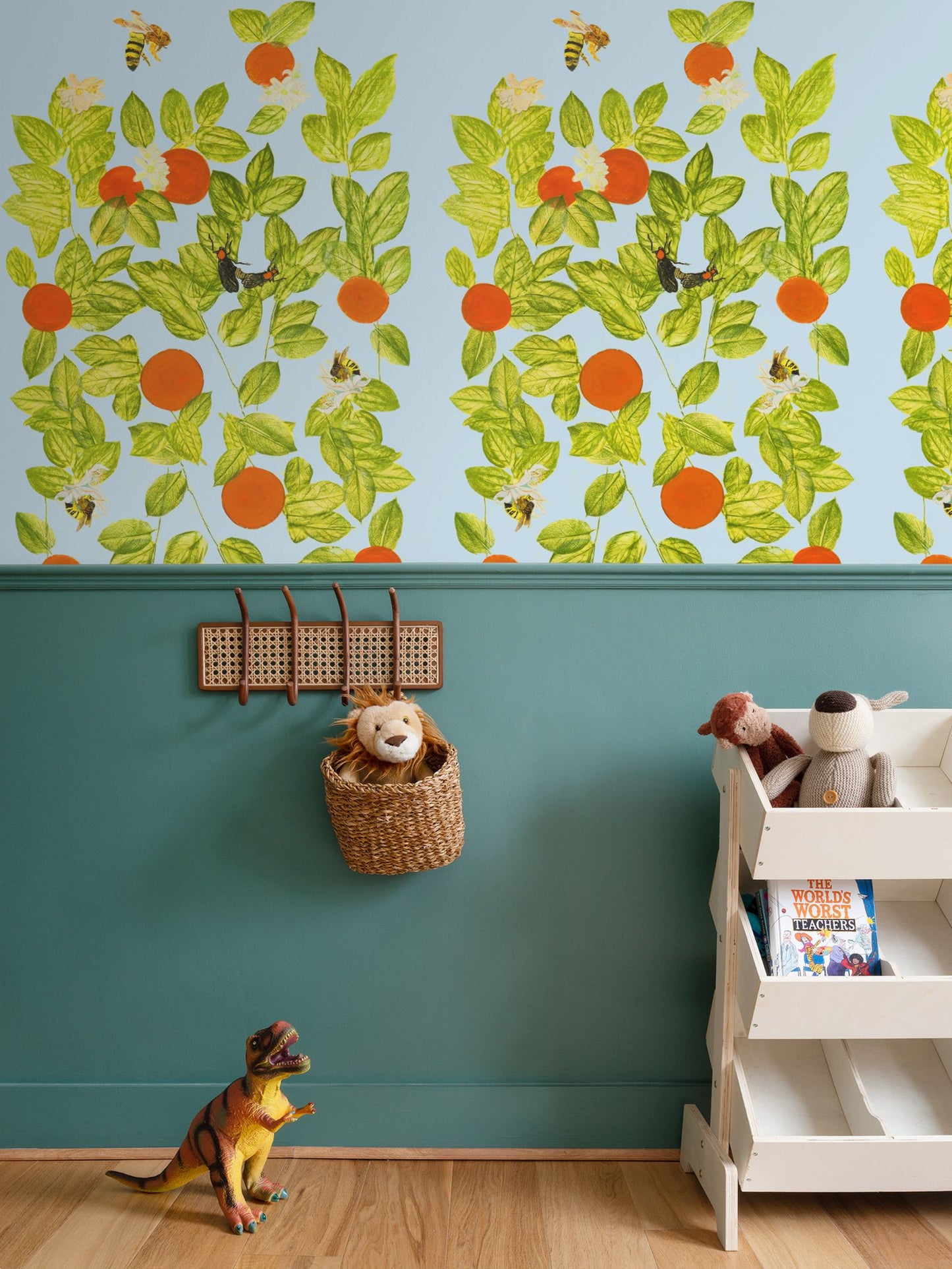 Citrus with Bees and Lovebugs on Cloud Blue Wallpaper