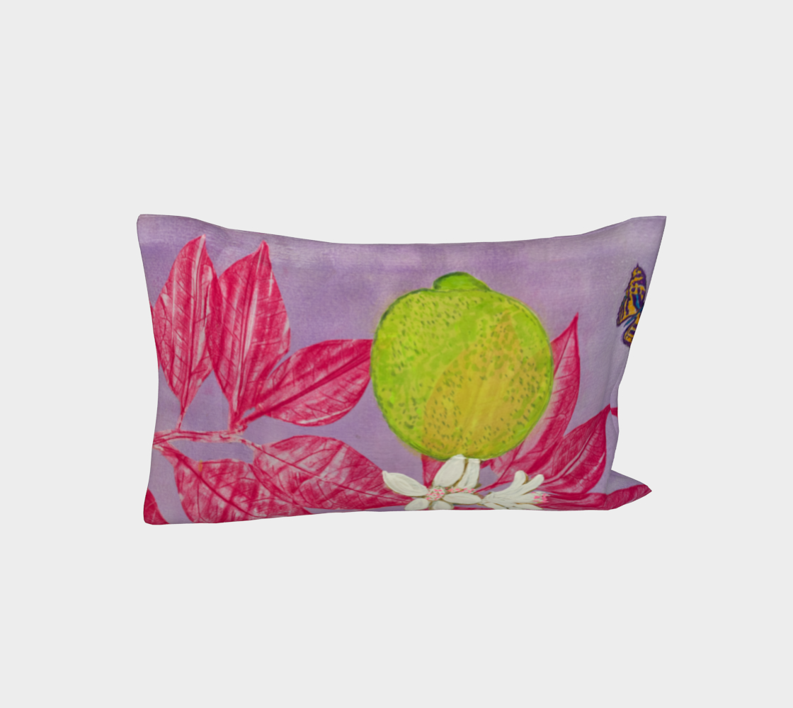 Lavender Lime Citrus Bed Pillow in Cotton Sateen or Silk Twill