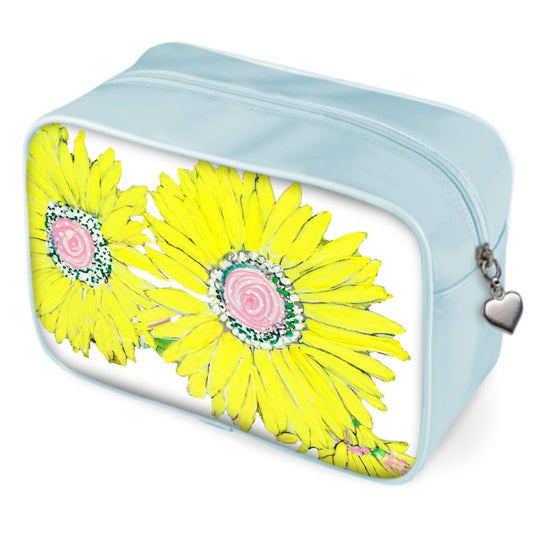 Yellow Daisy Leather Travel Bag