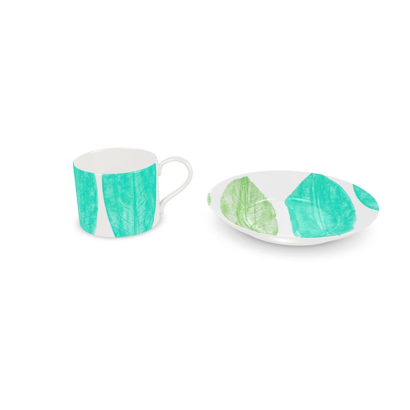 Mint Magnolia on Blanc China Espresso Cup and Saucer
