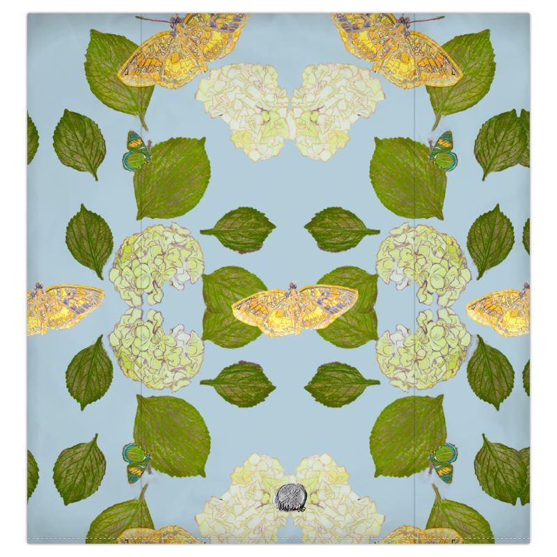 Hydrangea and Butterflies on Cloud Blue Duvet Cover Set