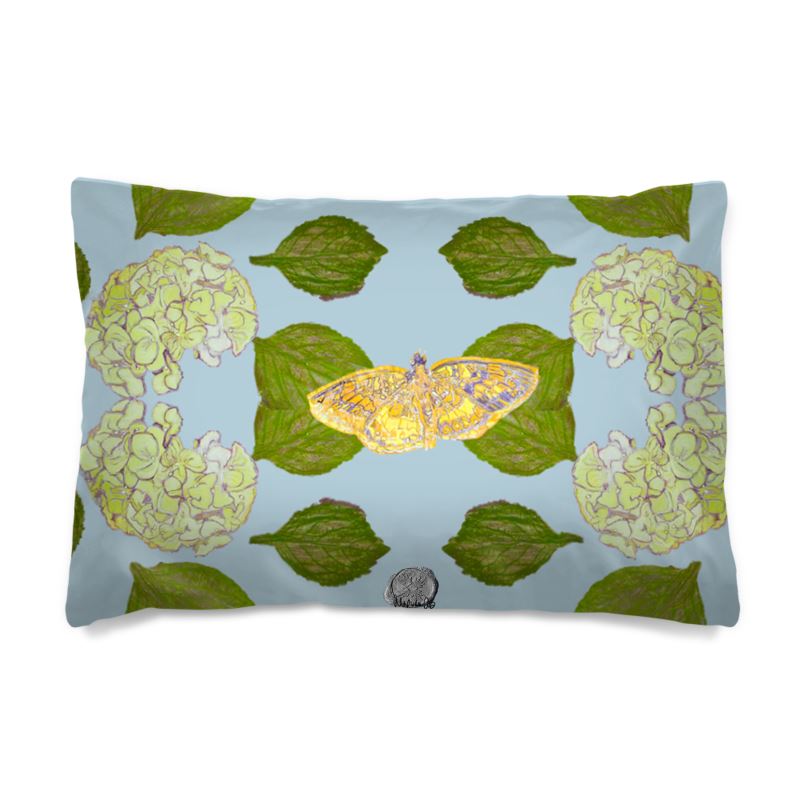 Hydrangea and Butterflies on Cloud Blue Duvet Cover Set