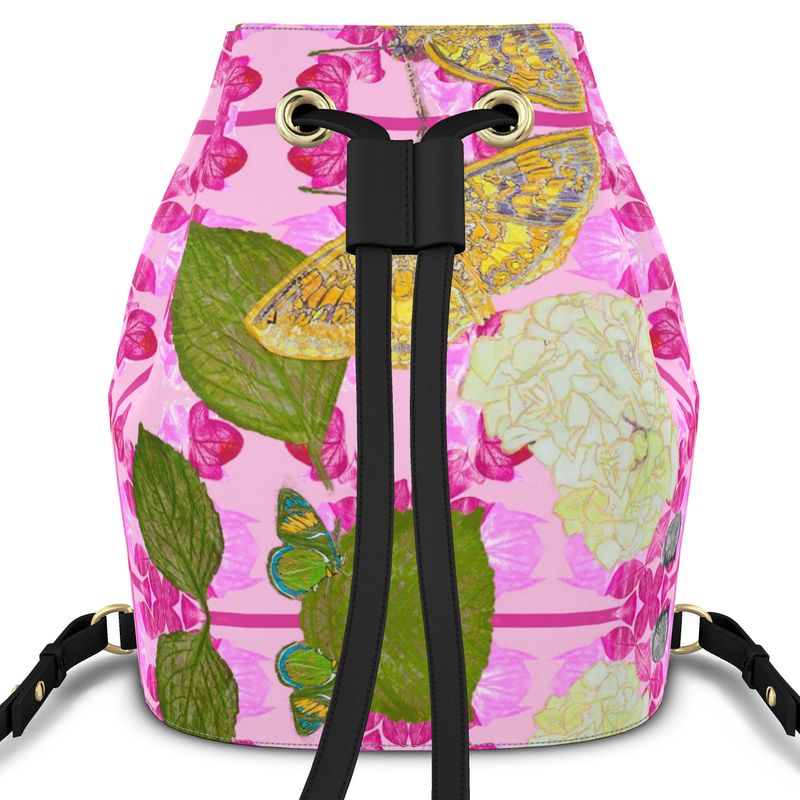 Neo Pink Leather Bucket Backpack