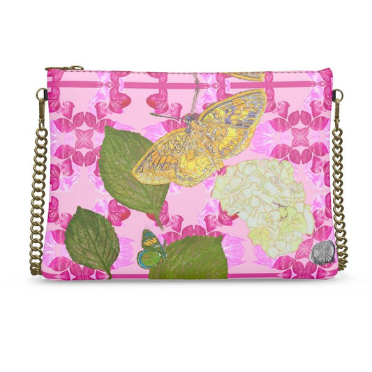 Neo Pink Ivy with Gilded Moth Crossbody Bag With Chain