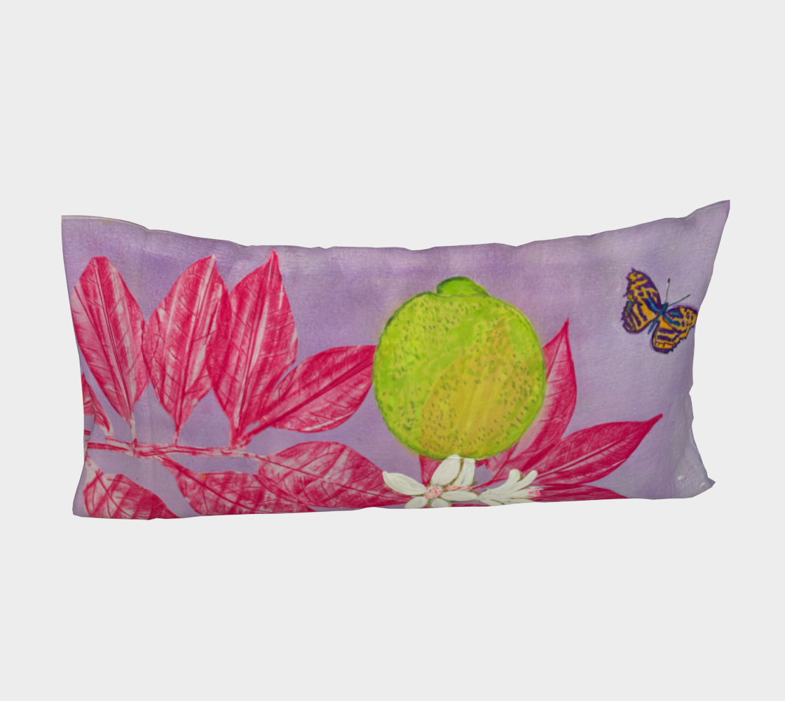 Lavender Lime Citrus Bed Pillow in Cotton Sateen or Silk Twill